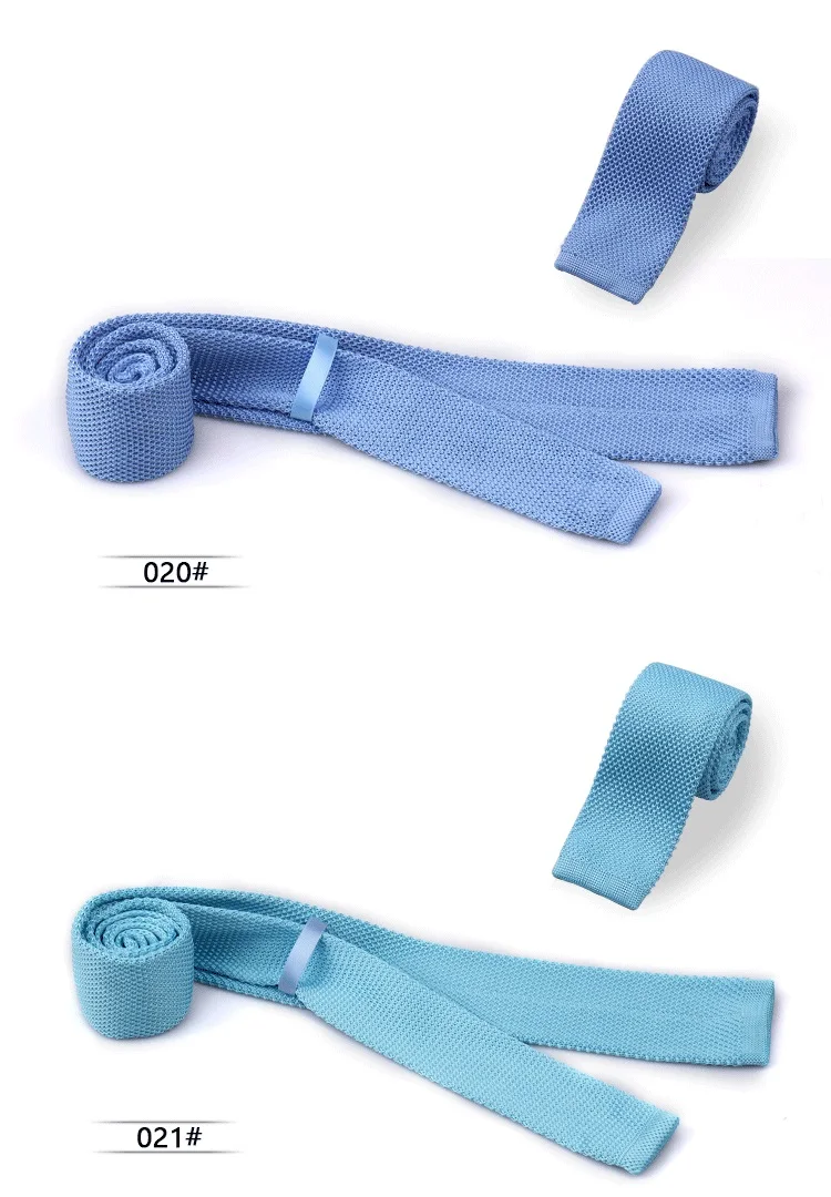 Schlanke Strickkrawatten für Männer, 5,5 cm, einfarbig, modische Wasserkrawatten, einfarbig, Schwarz, Weiß, Grau, Blau, Burgunderrot, Damenhals-Strickkrawatten – Detail 3