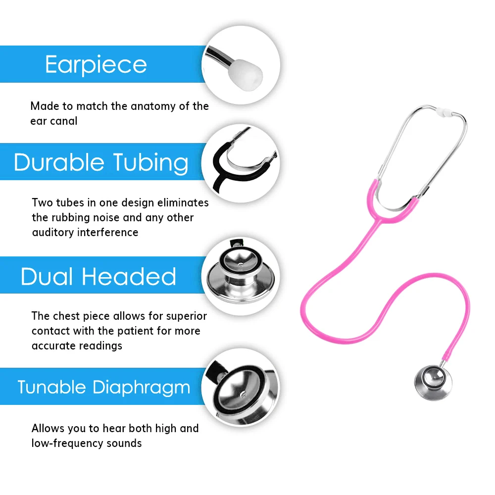 Medical Stethoscope Portable Dual Head Stethoscope Doctor Cute Estetoscopio Professional Cardiology Medical Equipment Device for Student Vet Nurse dual head stethoscope