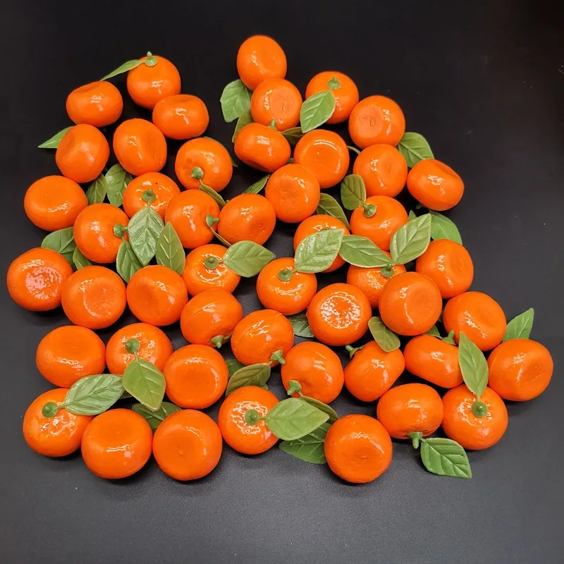 

10pcs Simulation Fruit Foam Orange With Leaf Small Kumquat Fake Model Sugar Orange Model Home Decoration Shooting Props