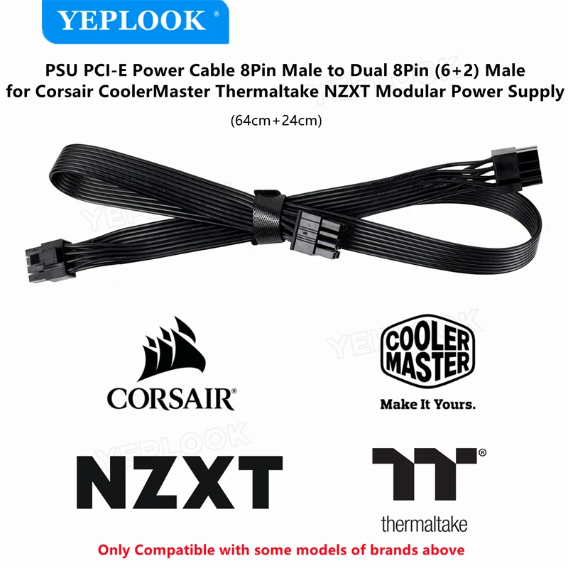 Câble D'Alimentation De Remplacement Pour Corsair Coolermaster, Alimentation Modulaire Nzxt, Psu Pcie 8 Broches Mâle Vers Touristes 8 Broches (6 + 2) 