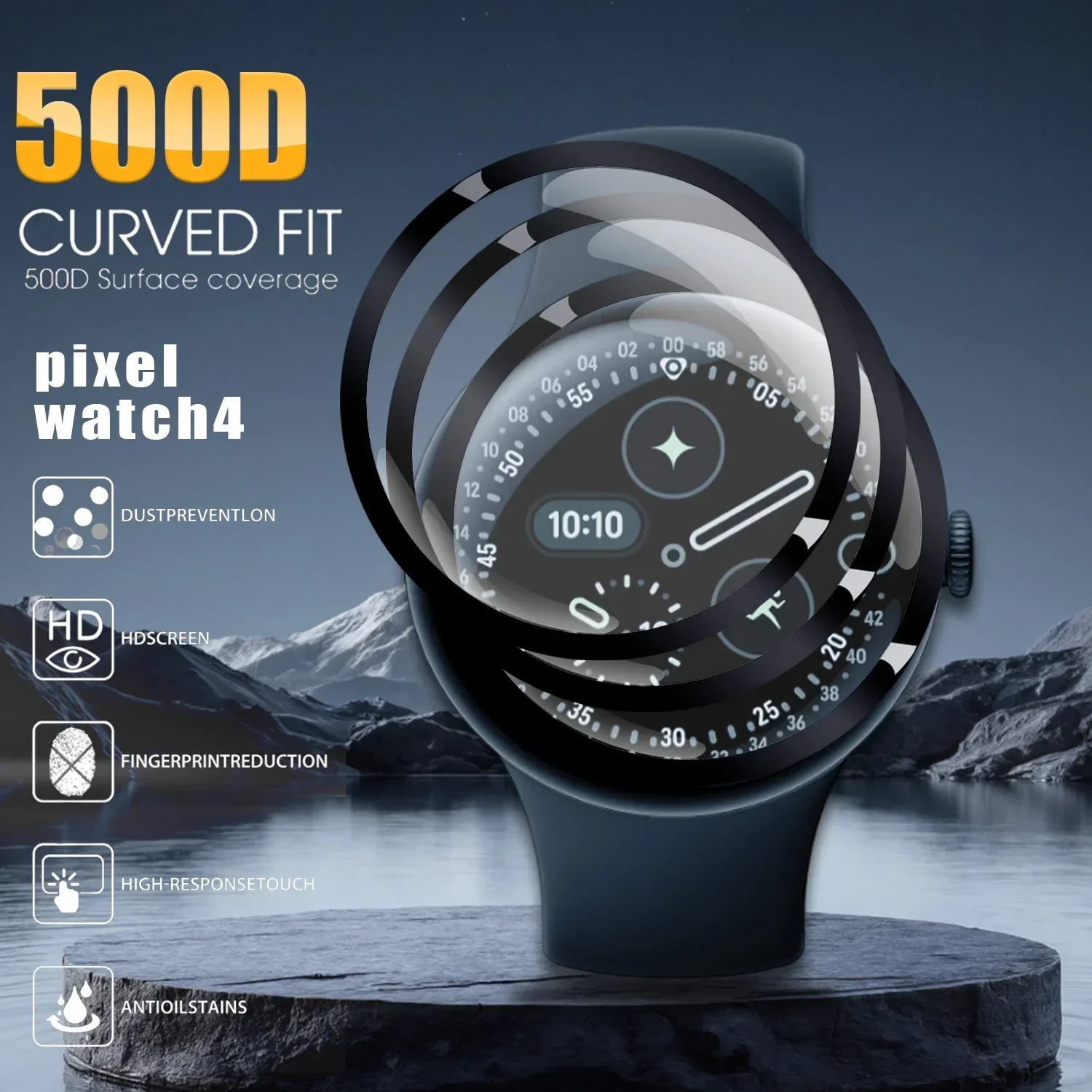 Screen Protector for Google Pixel Watch 4 3 2 1 41/45mm 3D Curved Screen Protector HD Full Coverage Protective Film Accessories