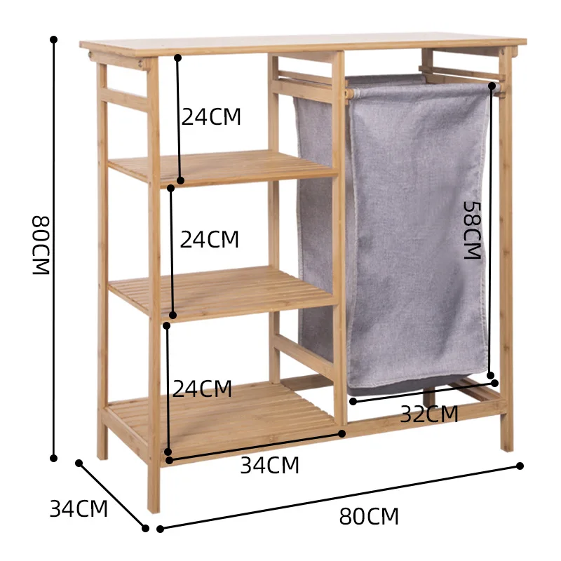 Multi-Functional Bamboo Fabric Organizer, Laundry Basket for Bedroom, Living Room, and Bathroom, Tidy Storage Shelf 6