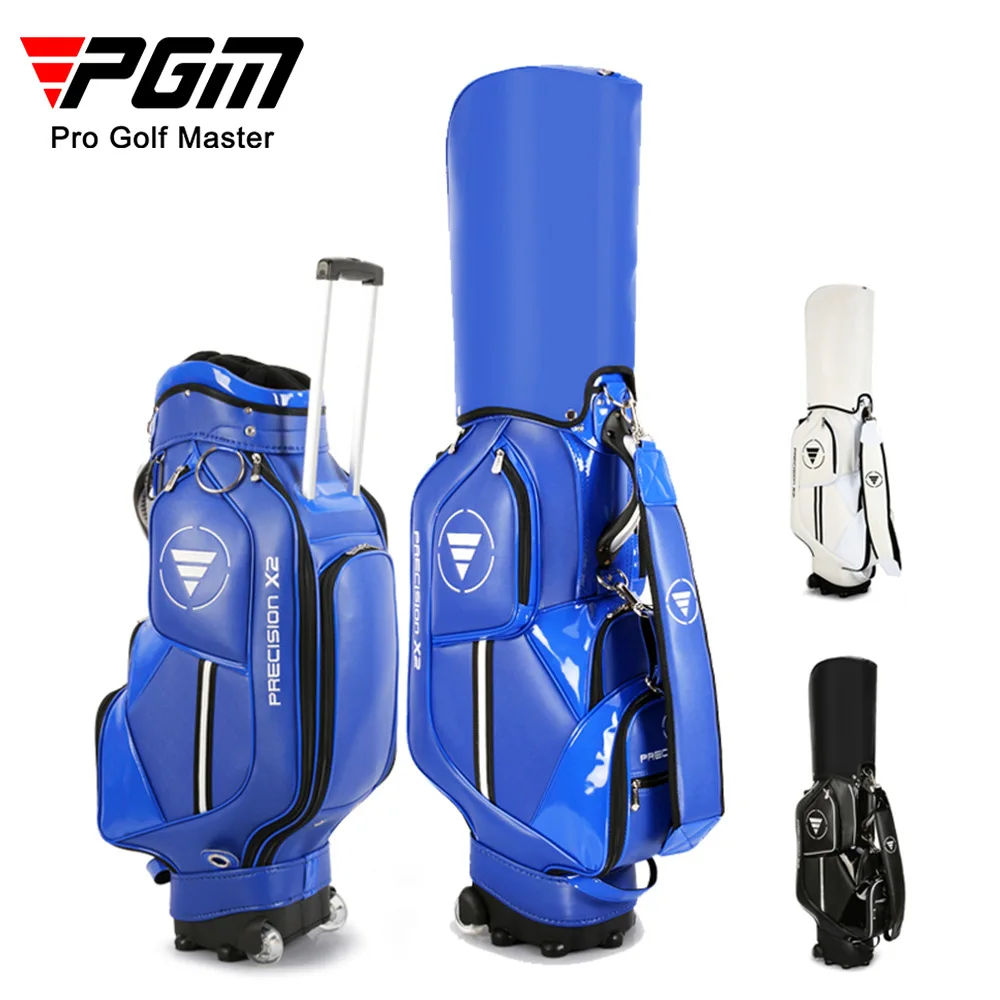 

PGM Golf Standard Ball Bag Professional Leather PU Waterproof Golf Cart Club Airbag High Capacity Package With Wheel QB029 new