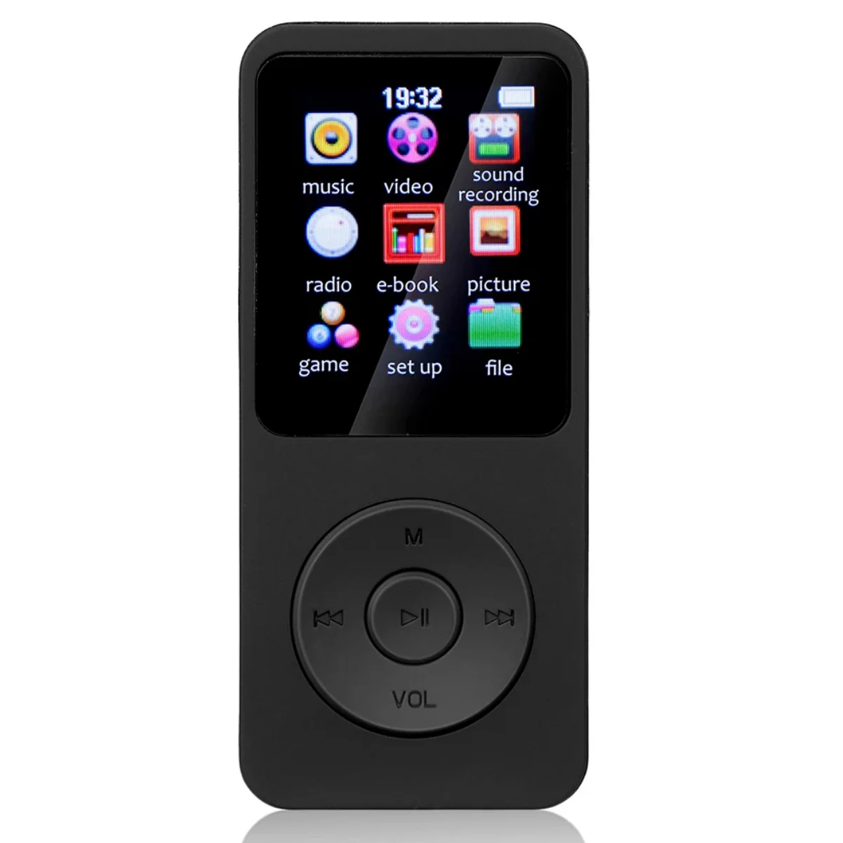 Lecteur MP3 MP4 (0 Go/32 Go) avec Bluetooth 5.0/enregistrement/eBook (jusqu'à 128 Go avec casque) Noir