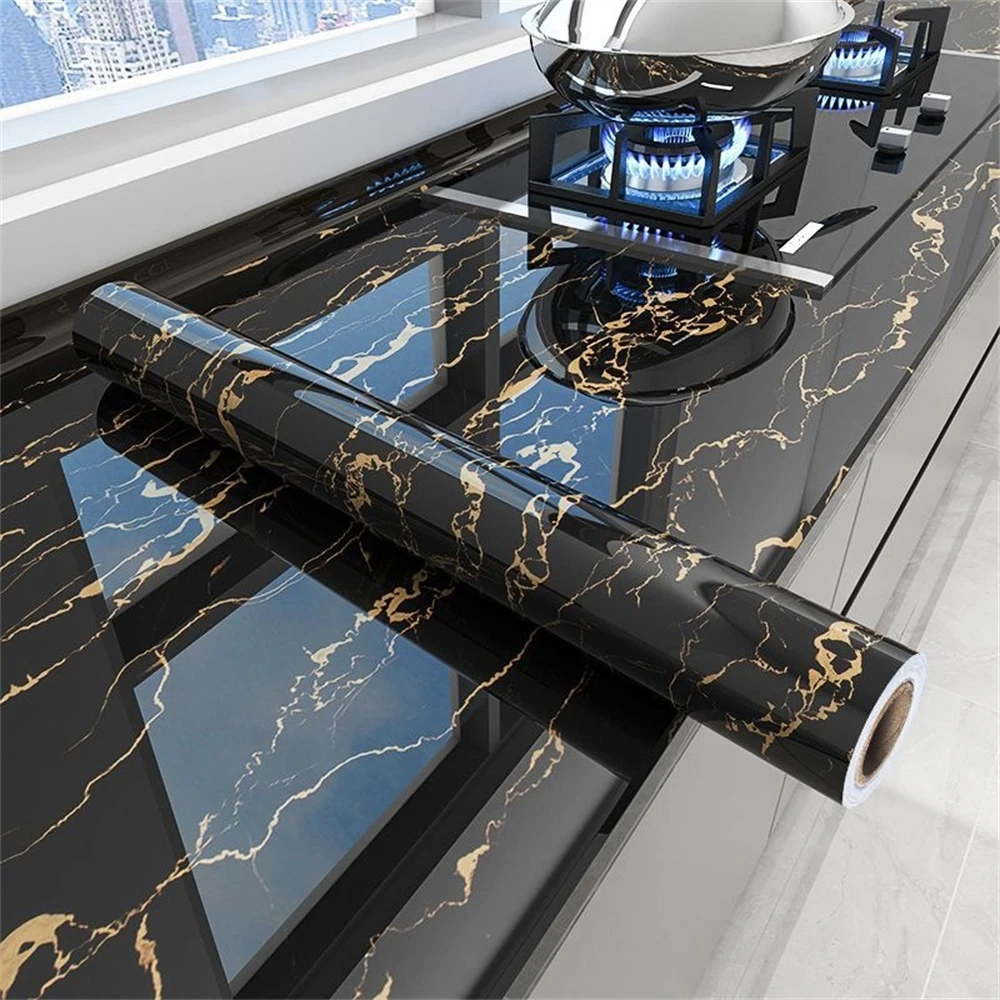 

Marble Sticker Heat Resistant Easy To Clean Kitchen Self-adhesive Film Waterproof Lasting Oil-proof Stickers Kitchenware Durable