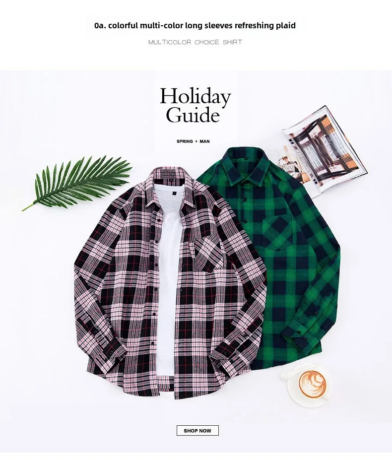 Neues Herren-Langarmhemd aus Bodenwolle, kariert, lässig, bequem, weich, Frühlings- und Herbsttrend, Straße, alles hohe Qualität – Detail 2