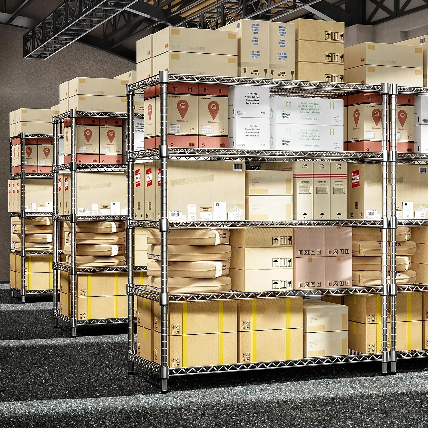 2200 LBS Garage Shelving 5 Tier Industrial Metal Shelving Units for Commercial, Basement, Pantry, Warehouse, School 6