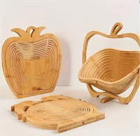 Foldable Fruit Basket Portable Bamboos Creative Snack Plate for Christmas Party Eco-Friendly Food Storage Organizer Kitchen Tool 1