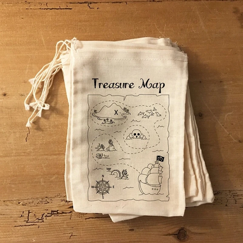 

5pcs Treasure Map gift Bags Kid boy girl Geocaching adventure Pirate theme birthday Party Halloween cosplay Costume decoration