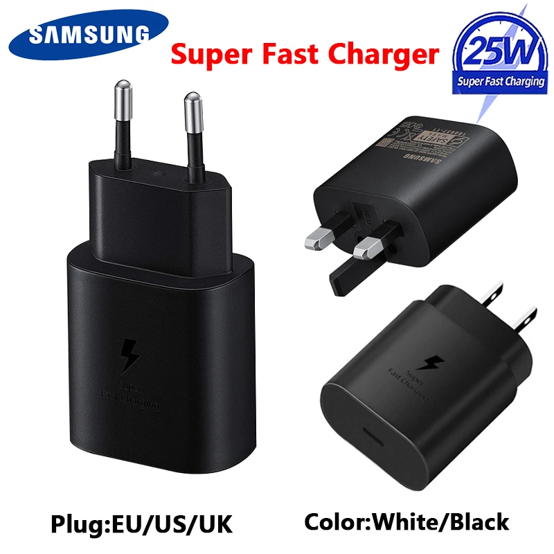 65 watt charger mobile Original Samsung Note 10 Super Fast Charger Charger 25W EU/US/UK Plug Power Adapter For Galaxy S10+ Note 7 8 9 Note 10 Plus （5G） baseus 65w