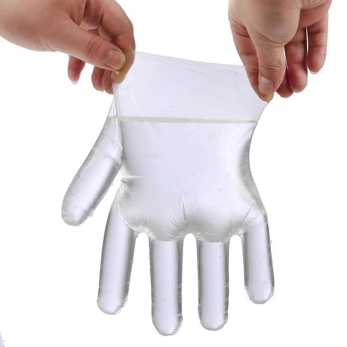 Disposable Transparent Pe Gloves Food Preparation Gloves Food Handling Uniform Size Clean Hygienic 100pcs