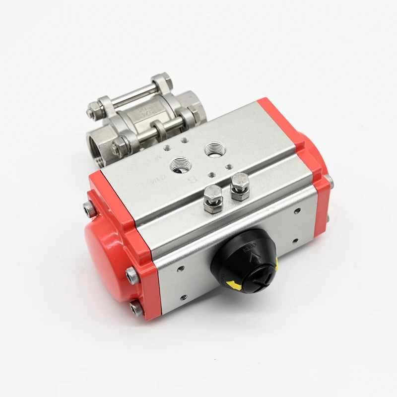 JTAIV DN80 sanitary stainless steel double acting 3PC pneumatic threaded ball valve