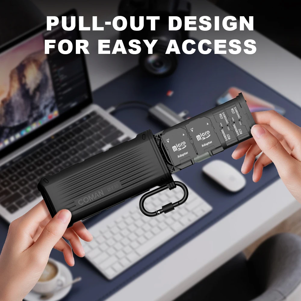 COMAN E10 Card Reader USB 3.1 Type C Adapter Memory Card Case StorageBox Waterproof SD TF High Speed Tool Box For Phone Camera