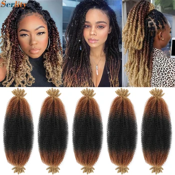 12 16 24 inch Springy Afro Twist Hair Kinky Twist Hair for Braiding Ombre Marley Hair Pre Fluffed  Spring Twist Braiding Hair 1