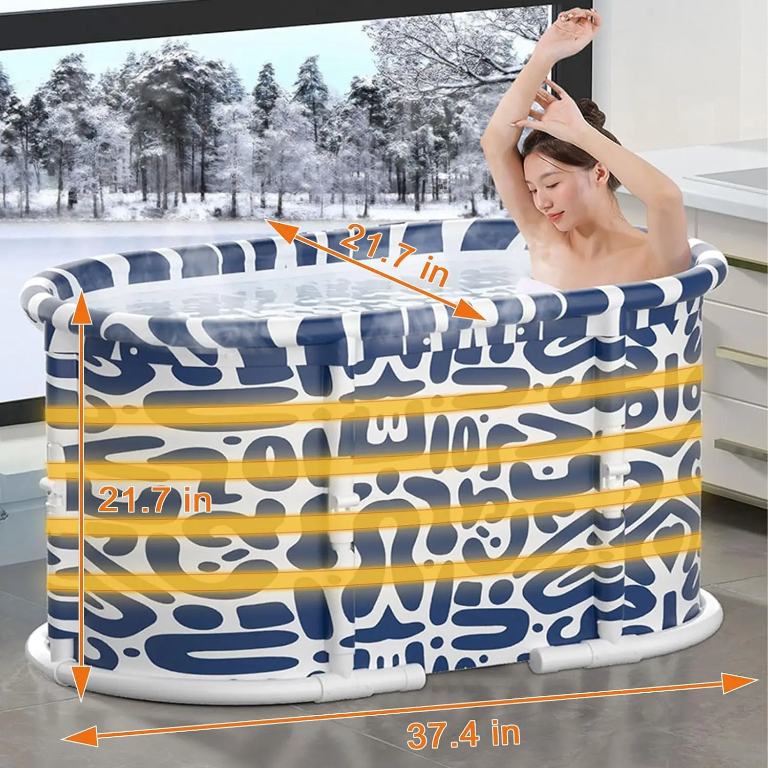 Foldable Ice Bath Tub Portable Bathtub for Adults Installation-free Soaking Bath Tub Eco-Friendly Shower Bathing Hot Water B