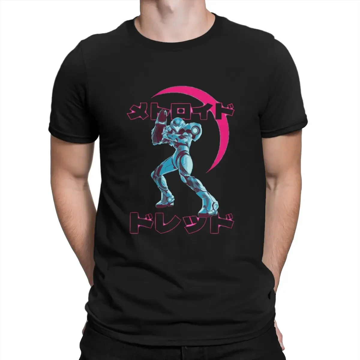 

Metroid Prime Game Creative TShirt for Men Mercury Samus Classic Round Neck Basic T Shirt Distinctive Gift Clothes Tops