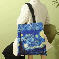 Van Gogh-Inspired Lightweight Linen Handbag with Oil Painting Design (1)