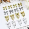 20pcs Gold Silvery Metal Ribbon Bow Nail Charms Kawaii 3D Decoration Accessories DIY Nail Art Supplies Parts 4