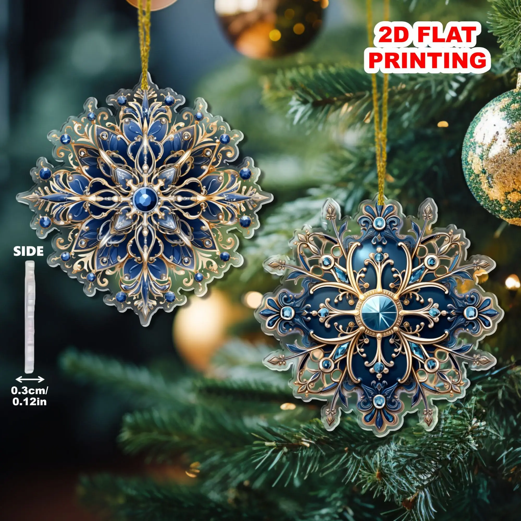 6 stücke Weihnachten Schneeflocken Ornamente Weihnachten Baum Hängen Anhänger Acryl Schneeflocken Flocken Schneeflocken Dekoration DIY Neue Jahr Dekor – Detail 6