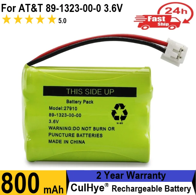 

3.6V 800mAh 27910 Cordless Telephone Battery for AT&T 89-1323-00-0 Motorola SD-7501 RadioShack 23-959 23-894 Ni-MH 3.6V