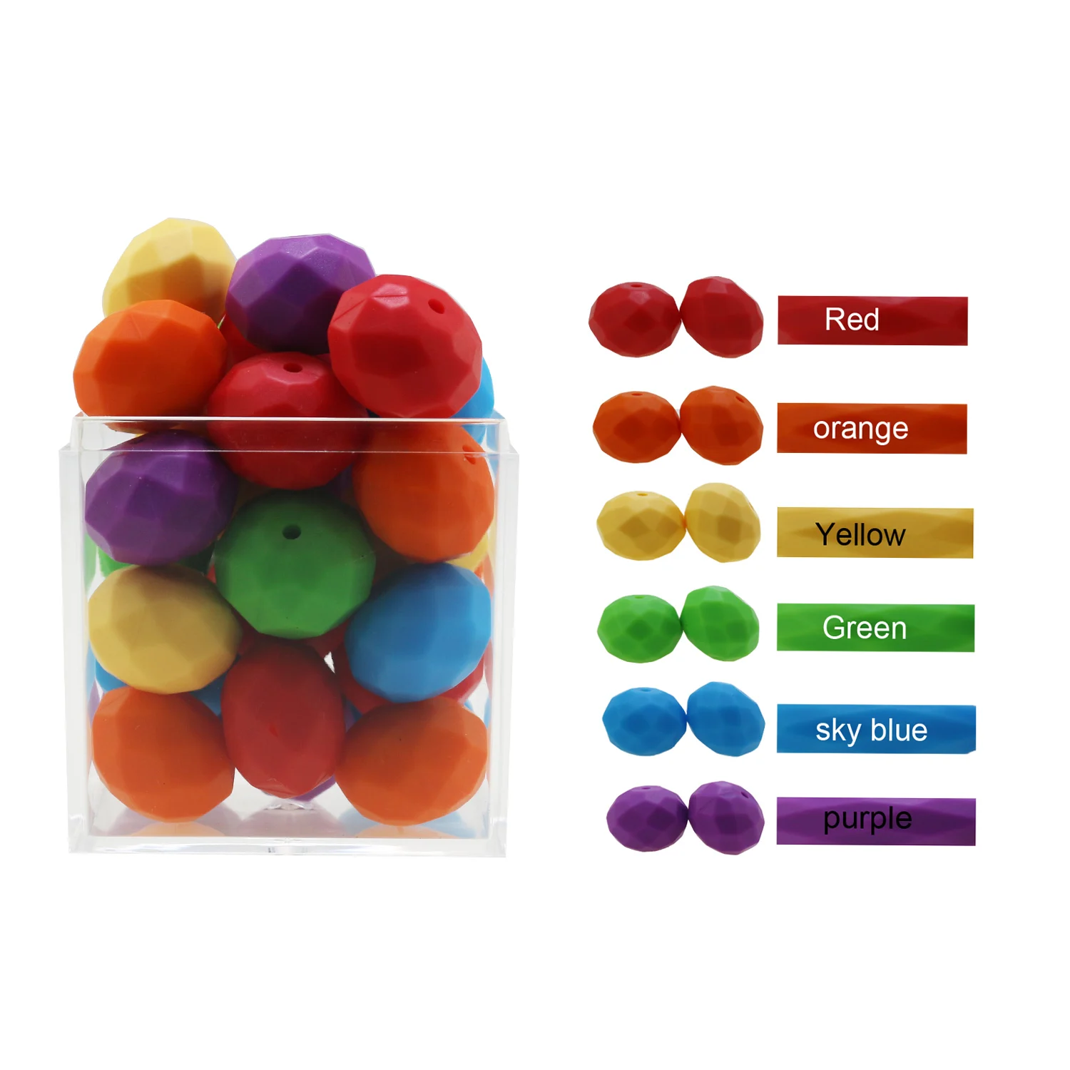 10 pc/lote 20mm silicone abacus hexágono contas diy mastigável colorido dentição bebê solto contas chupeta corrente pulseira bpa livre