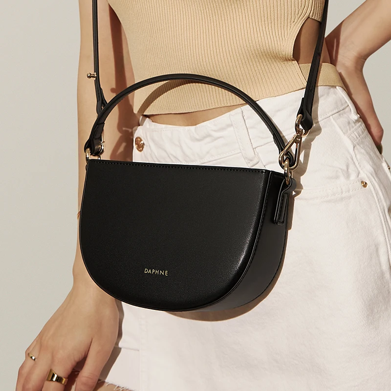 

New Brand Original Genuine Leather Women Shoulder Bags Fashion Handmade Designed Half Circle Woman Messenger Bag Luxurious Girls