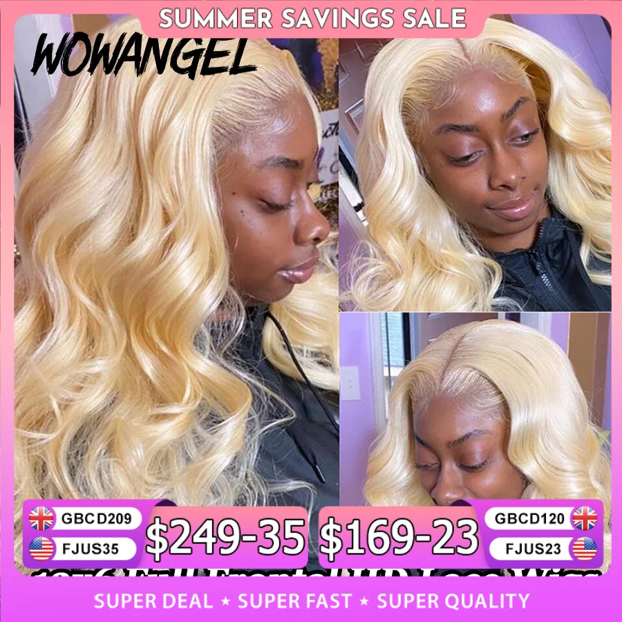 32inch 250% 13x6 HD Lace Frontal Wigs Melt Skins Natural Scalp 613 Blonde Body Wave Wig HD Lace Closure Human Hair Wigs Glueless