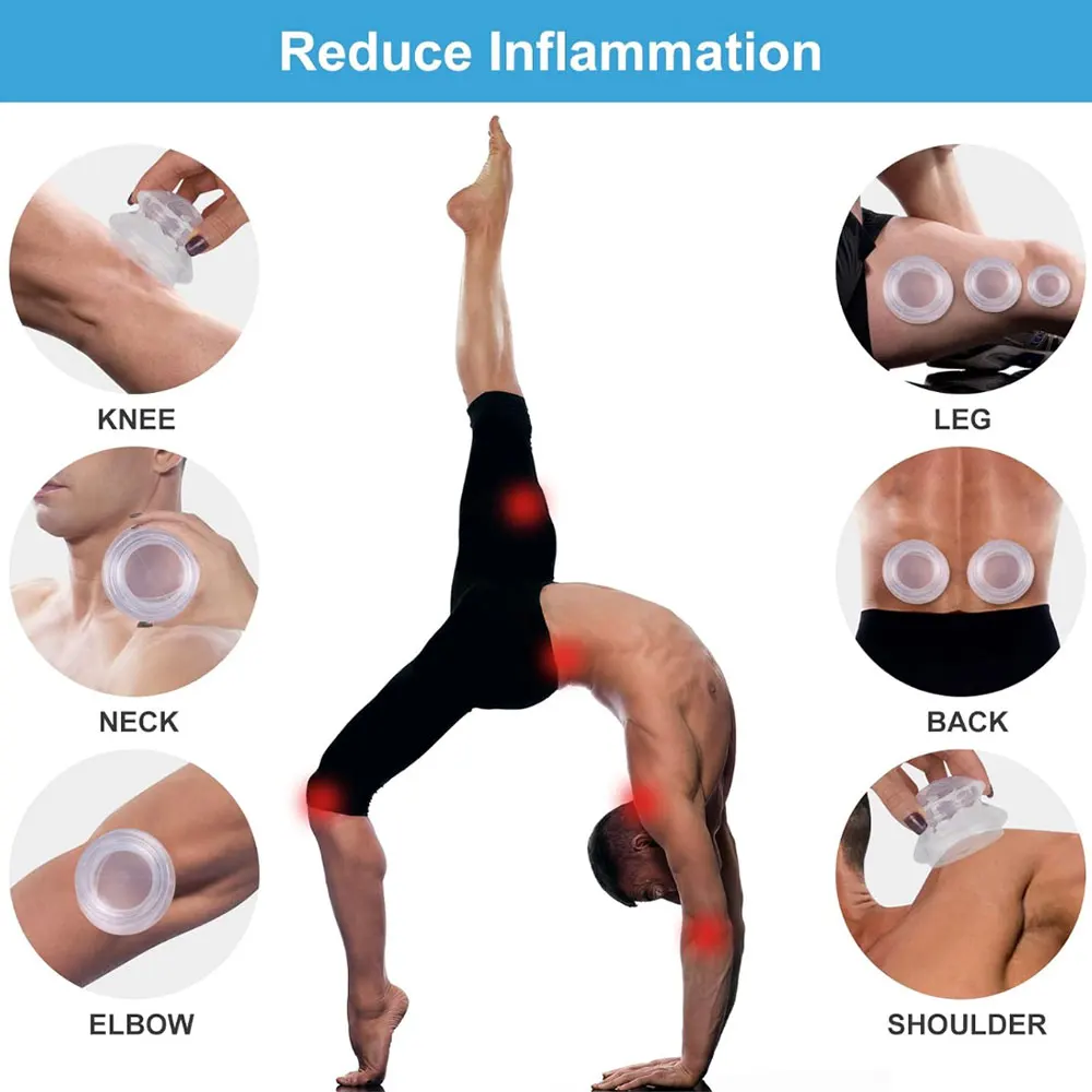 4Pcs Silicone Vacuum Cupping Set Massage Body Cups Back Gua Sha Ventosas Suction Cup Anti-Cellulite Skin Lift Physiotherapy Jars 5