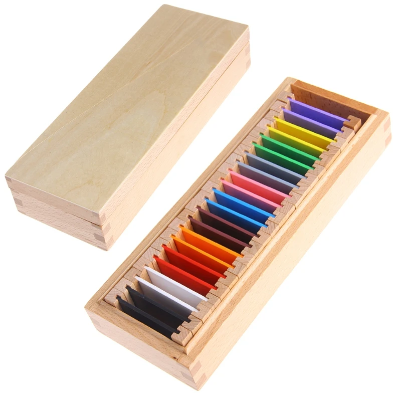 Montessori Sensorial Material Learning Color Tablet Box Wood Preschool Toy