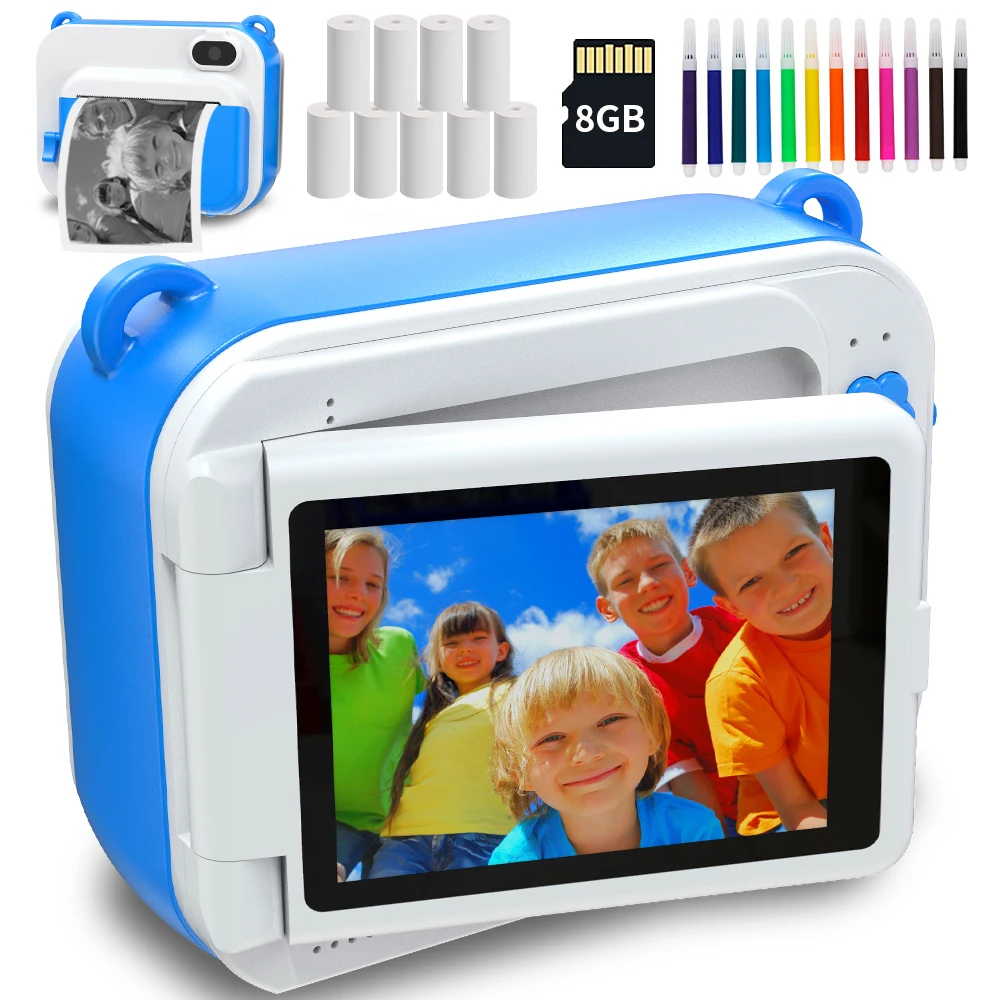 DIY Printting Children's Camera With Thermal Paper Digital Photo Camera Selfie Kids Instant Print Camera Boy's Birthday Toy Gift 