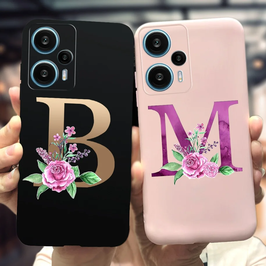 Per Xiaomi Redmi Note 12 S 4G Custodia Fashion Flower Letters Slim Tpu Cover Posteriore Morbida Per Xiaomi Redmi Note 12 Turbo Note 12 S Coque