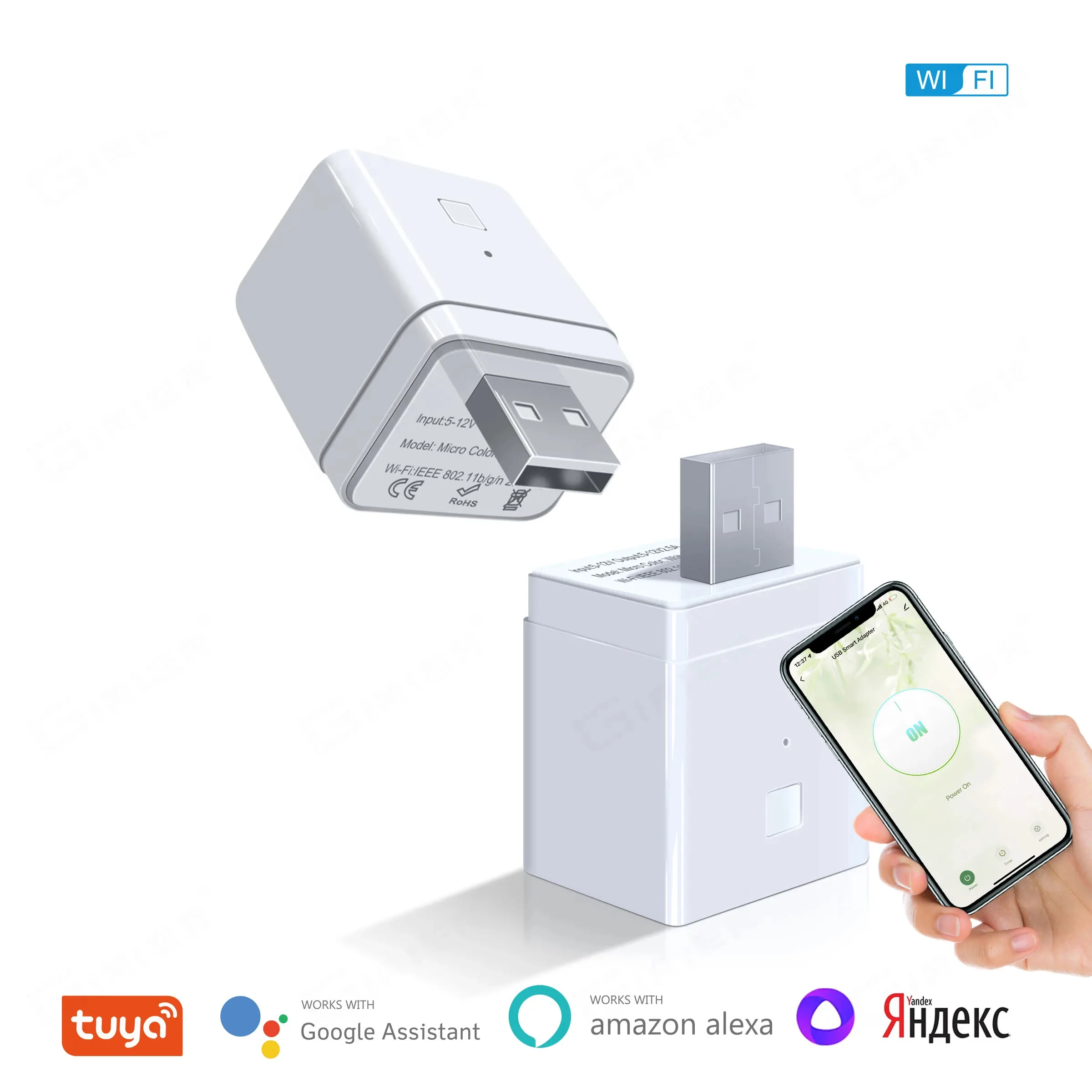 

Tuya Micro USB WiFi Adaptador de corriente USB Mini USB Power Adaptor Works with Alexa Alice Hey Google for Home Automation
