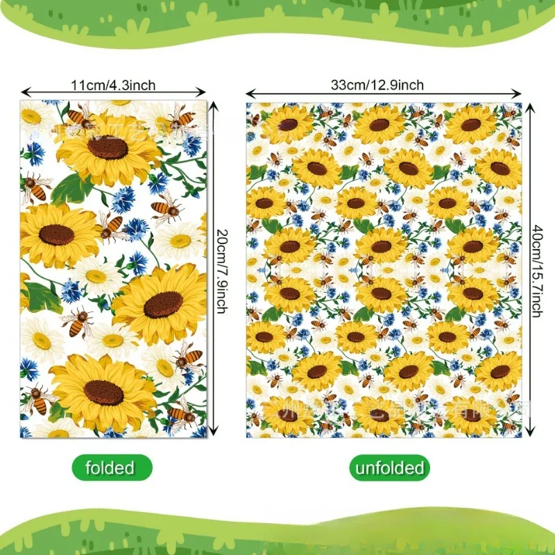 20pcs/pac 33*40cm Sunflower Bee Spring Flower Long Tissue Paper Holiday Party Disposable Decoration Paper DIY Towels