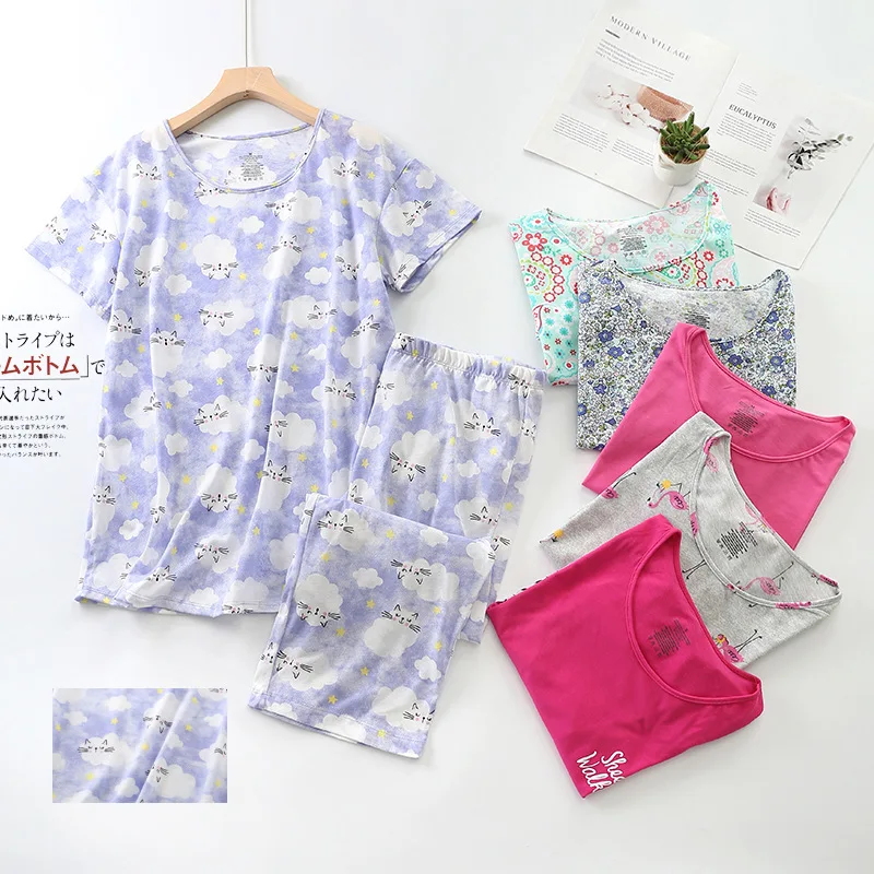 

Женский летний пижамный комплект с коротким рукавом, 130 кг