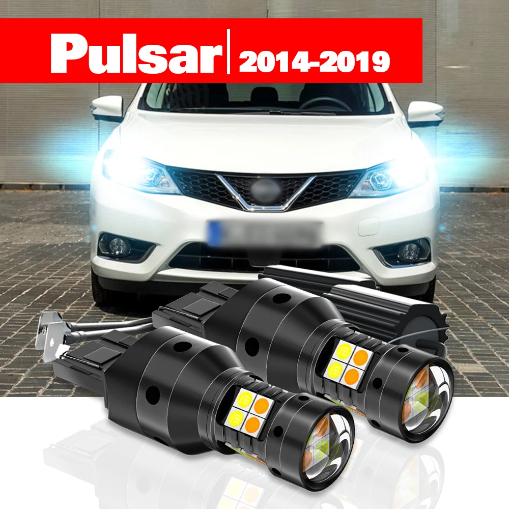 

For Nissan Pulsar C13 2014-2019 Accessories 2pcs LED Dual Mode Turn Signal+Daytime Running Light DRL 2015 2016 2017 2018