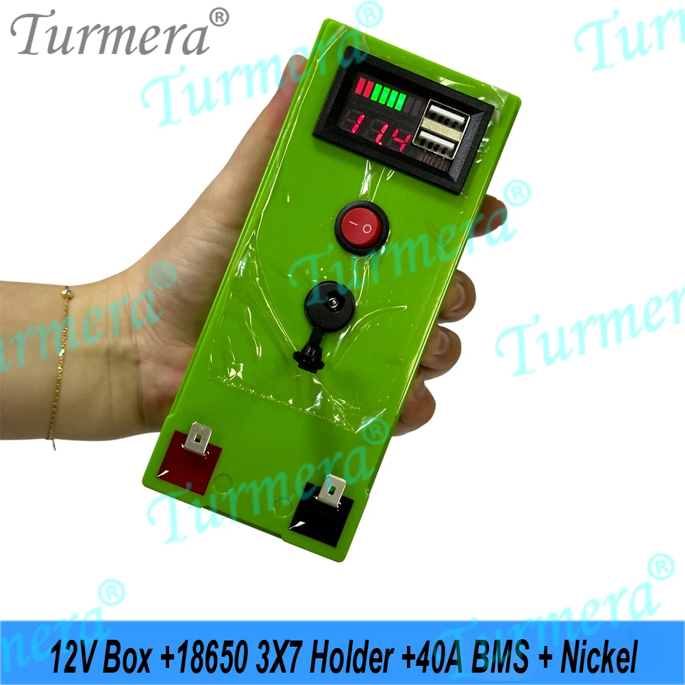 터메라 DIY 12V 18650 배터리 박스 키트 3S 40A BMS 3x7 홀더, 전압 디스플레이, 듀얼 USB 5V 파워 뱅크 포함, 태양광 전기 자전거 에너지용
