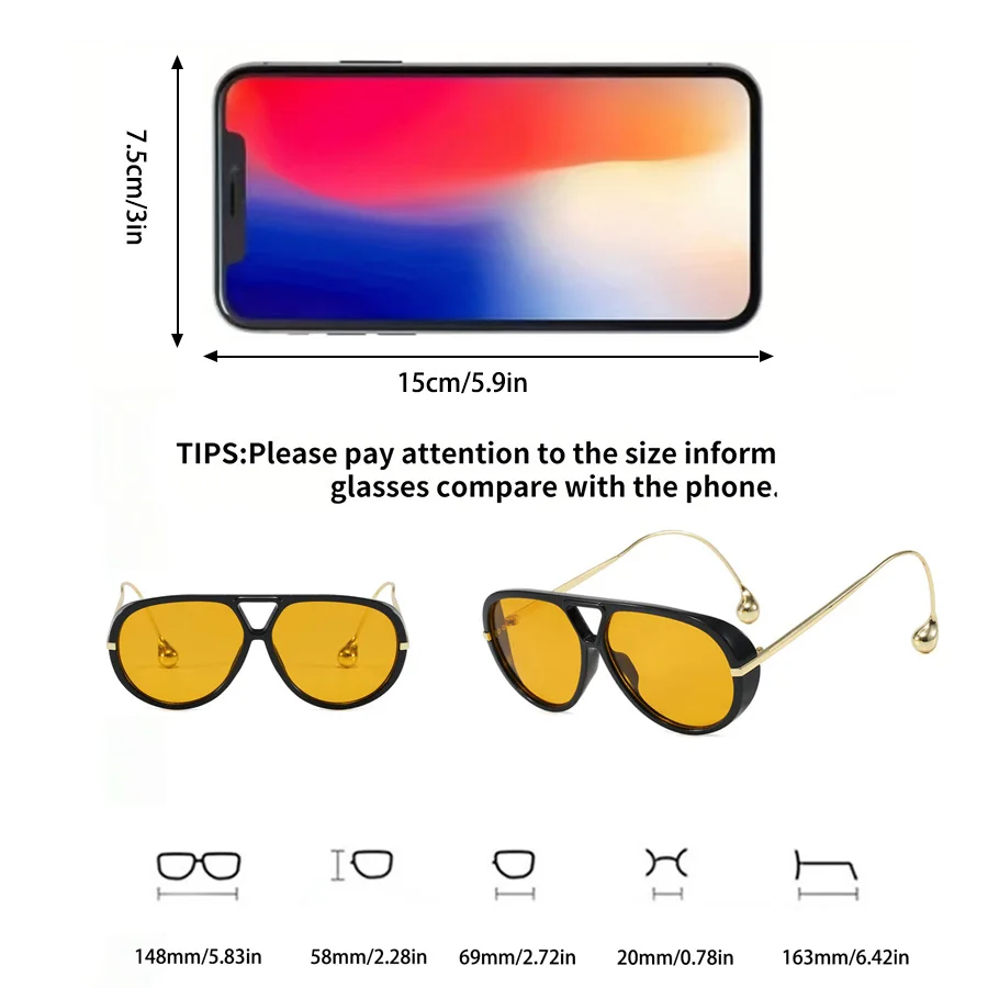 Fashion sunglasses suitable for casual wear showing oversized design.