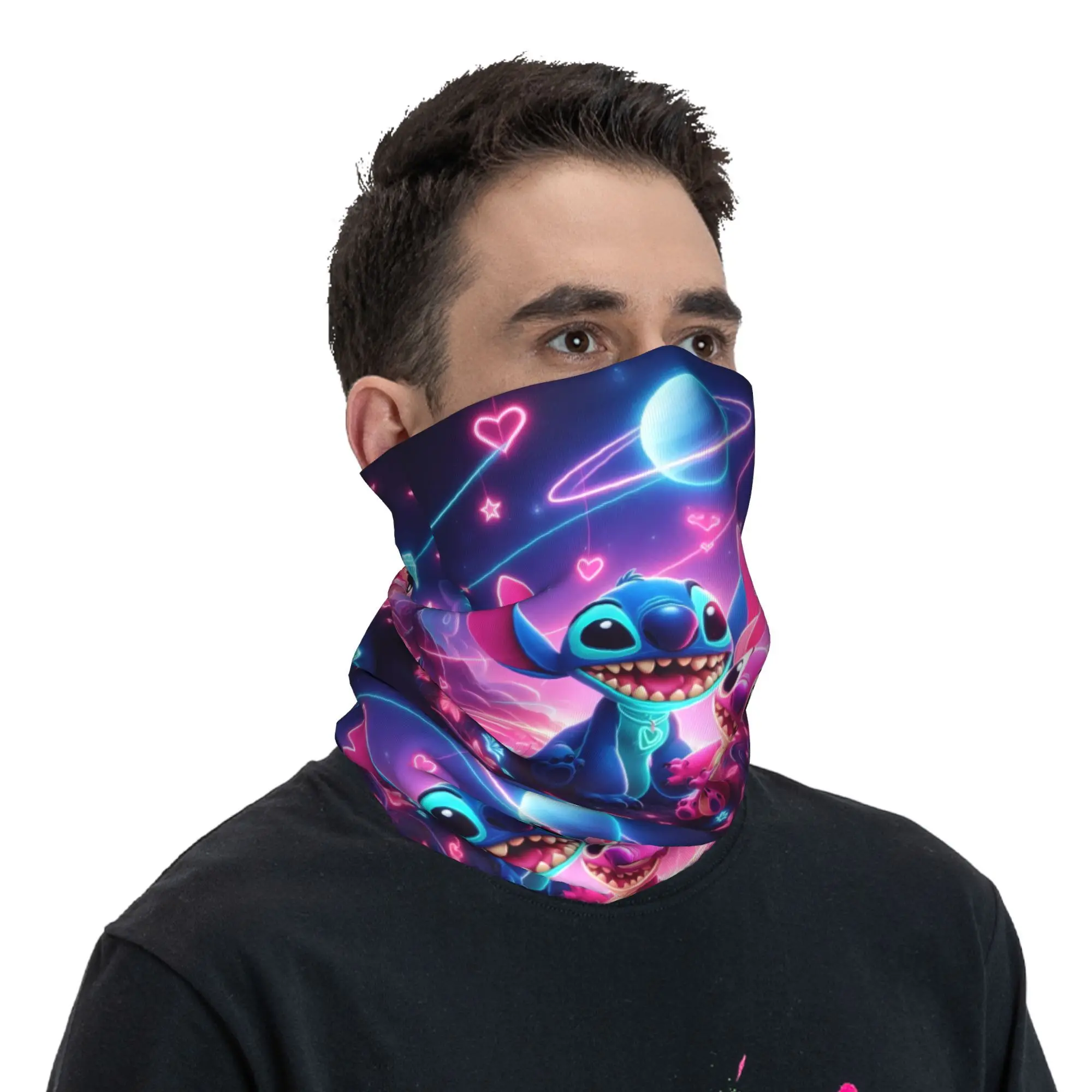 Cycling Bandana Neck Wrap Neck Gaiter Bandana Neck Cover Multifunctional Bandana Stitch Angel Starry Sky Love Men Women Winter Hiking Ski Scarf Gaiter Face Cover