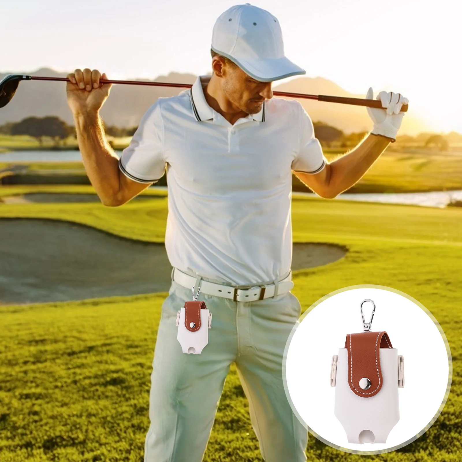 

2 Pcs Golf Bag Golfs Ball Pouch Bags Holder Golfing Storage Tee Bracket