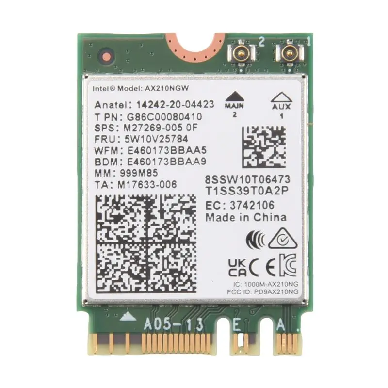 AX210 블루투스 5.2 Wifi 카드용 Wifi 6E 데스크탑 키트 802.11Ax 2.4Ghz/5Ghz AX210NGW Wi-Fi 6 어댑터(안테나 포함)