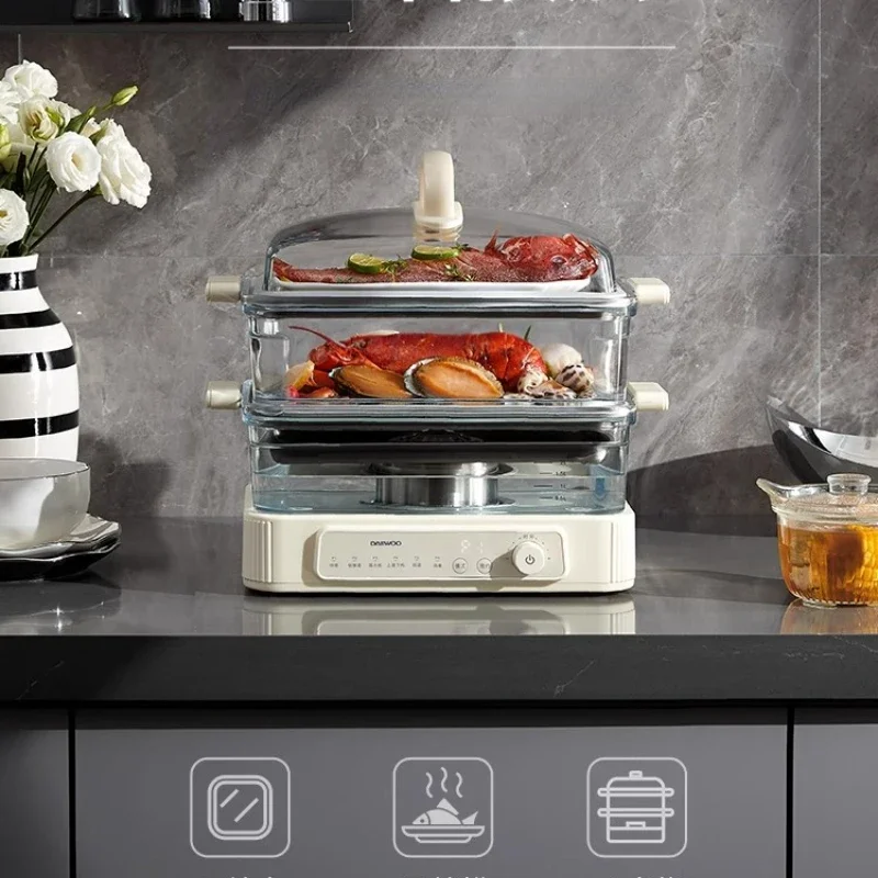 Glass Electric Steamer Multi-Functional Reservation Three-Layer Steaming Integrated Stainless Steel Steam Box Large Capacity