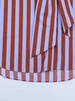 Nouvelle Blouse Chic pour Femme, Style Festival de Musique, Coupe Ample, Rayée, avec Nœud, Simple Boutonnage, Décontractée 4