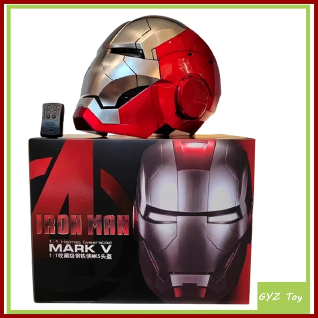 Casque électrique Iron Man Mk5, casque d'ouverture et de fermeture  multi-pièces, commande vocale, yeux lumineux, jouet modèle pour adulte,  cadeau pour enfant, 1:1