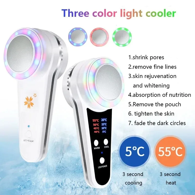 Cryotherapy Face Care Device Hot Cold Hammer Blue Photon Acne Treatment Facial Massager Skin Lifting Rejuvenation Beauty Machine