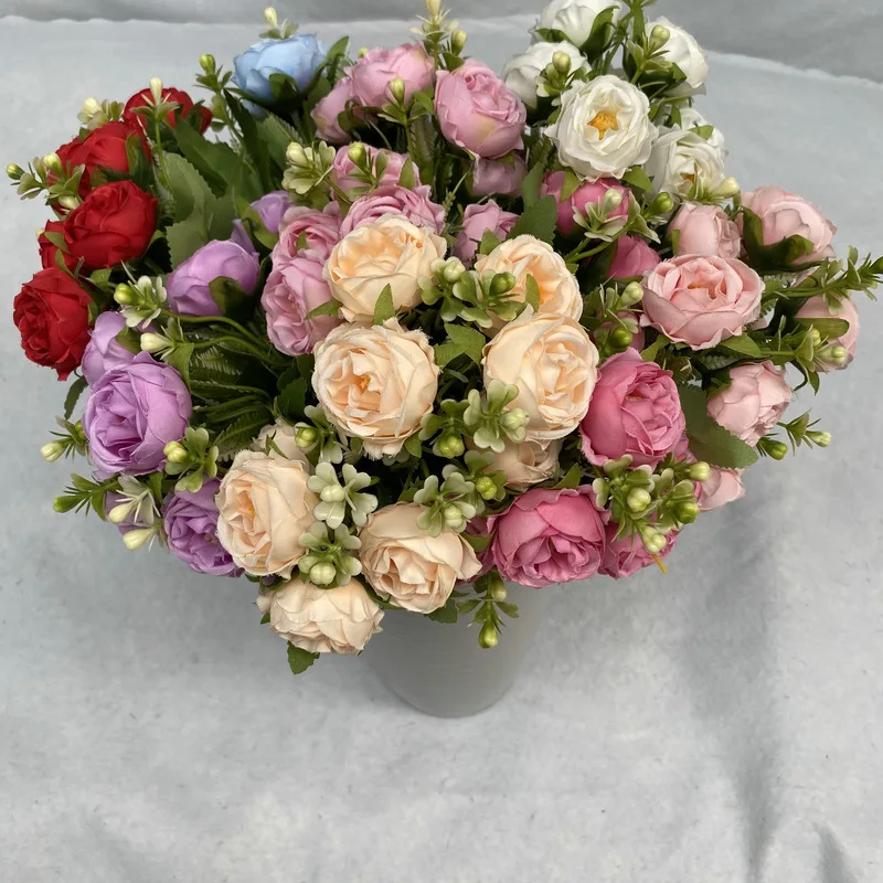 Elegant White Peony and Gypsophila Faux Flower Bouquet