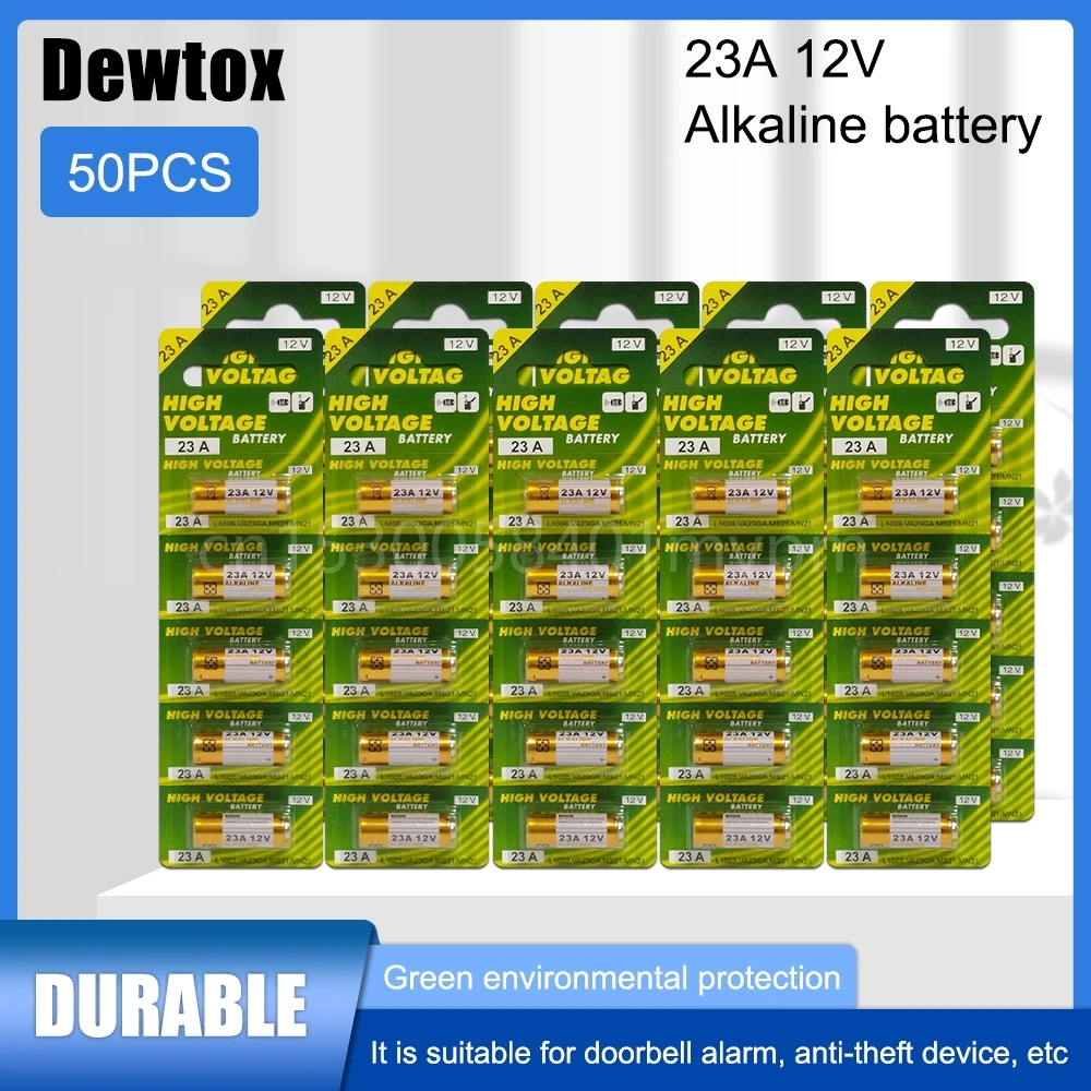 50Pcs 12V Alkaline Battery A23 23A 23Ga A23S E23A El12 Mn21 Ms21 V23Ga L1028 Gp23A Lrv08 For Garage Door Remote Control