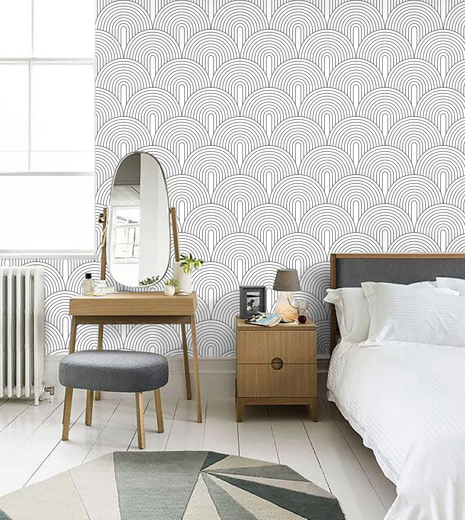 Peel and Stick Wallpaper Abstract Rainbow Black/White Self-adhesive Wallpaper Removable Contactpaper For Home Bedroom Decoration 3