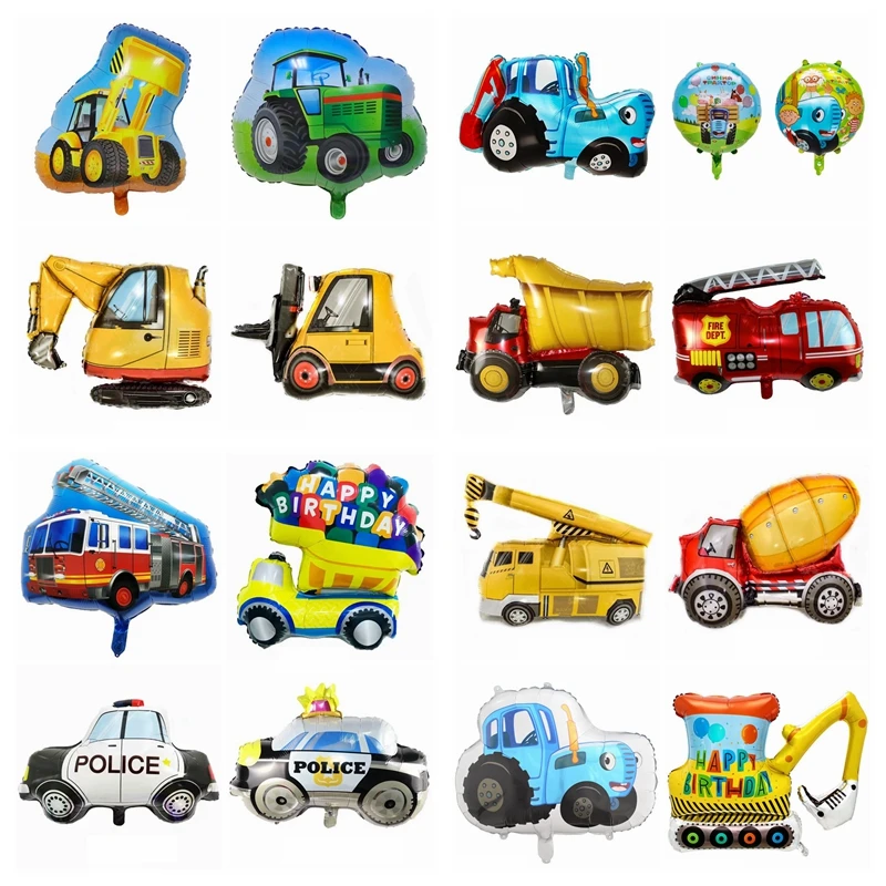 Foil Balloons Foil Ballon Cars Happy Birthday Farm Decoration Balloons Baby Shower Party Accessories Children Giant Figure Blue Tractor
