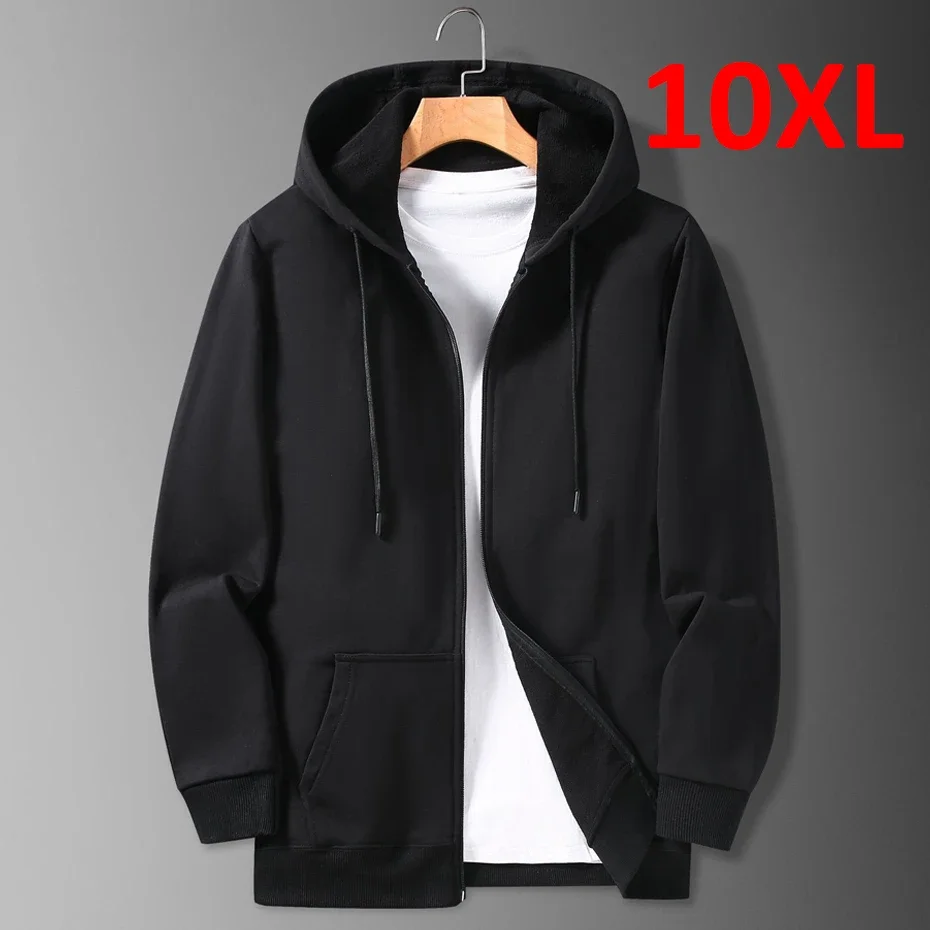 

Men Big Size Hoodie 10XL Spring Autumn Black Hoodies Jackets Male Plus Size Zip Sweatshirt Plus Size 10XL