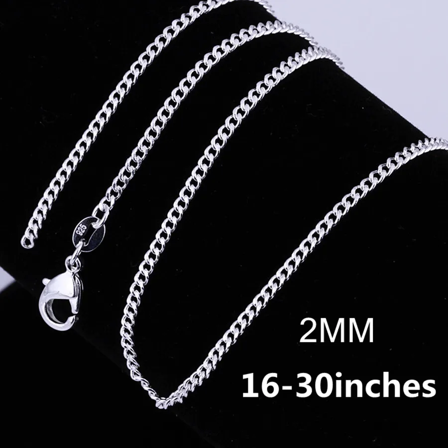 

Wholesale 16-30 inches silver color 2MM chain , Necklace jewelry Beautiful fashion women men charm pretty lovely